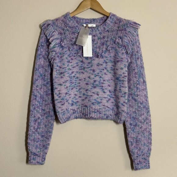 LoveShackFancy Koru Fringe Pullover Sweater Womens Sz M Wool Alpaca Cottagecore - Picture 5 of 13